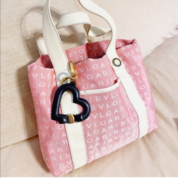 BVLGARI Handbags - Auth. Bvlgari Vintage Pink & Cream Small Tote Bag